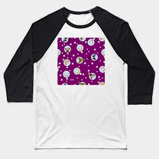 Cute Space Colored Dogs Pattern Seamless Baseball T-Shirt